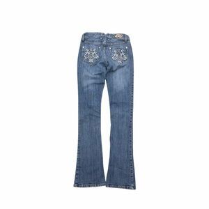 H&G Y2K Low Rise Flare Jeans Embroidered Back Pockets XS 24